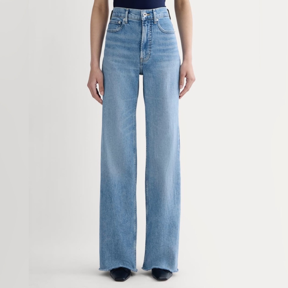 Everlane Women's The Way High Sailor Jean 2.0 Long Washed Indigo NWT
